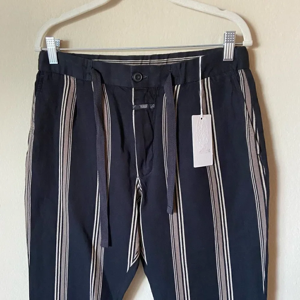 NWT Closed Vigo Blue Dress Pants Stripped Straight Leg Size 28
